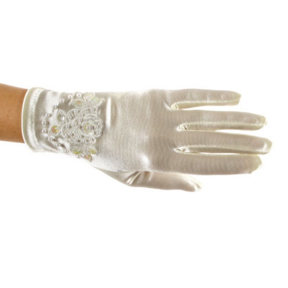 Glitter Girl Satin Sequin Gloves for Ladies